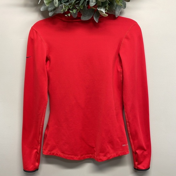 Nike Pro Dri Fit Long Sleeve Turtleneck Top Red S - Picture 2 of 16